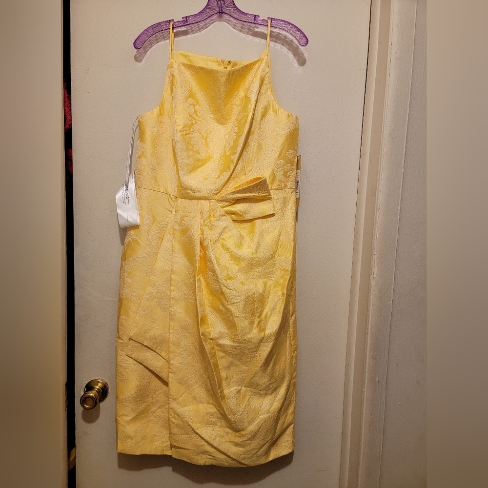Kay Unger Womens  Lorraine Midi Dress, Yellow Size 14